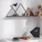 K&L Wall Art Holz Wandregal Metall Hängeregal Natur Holzoptik Vintage Metallregal schwarz für Wohnzimmer (geometrische Berge)