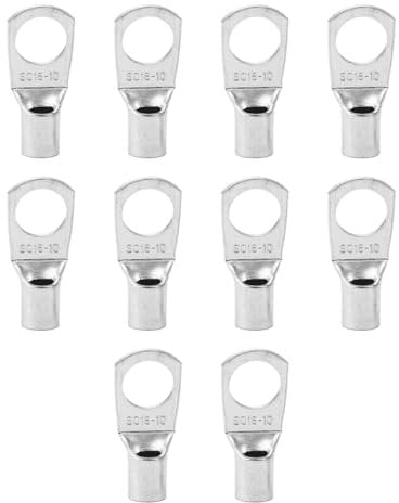 Tabanzhe Copper Wire Lugs-10PCS SC16-10 Wire Terminal Connectors Battery Cable Ends Lugs Bolt Hole Crimp Tubular Ring Terminals Connectors
