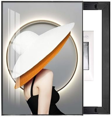 SXTYYH Weinlese Wandmontiert Stromzählerkasten Dekorative Malerei, Staubdicht Wasserdicht Stromzähler Box Dekoration Modern Sicherungskasten Abdeckung Dekorativ(XXL,Black Frame Left -B)