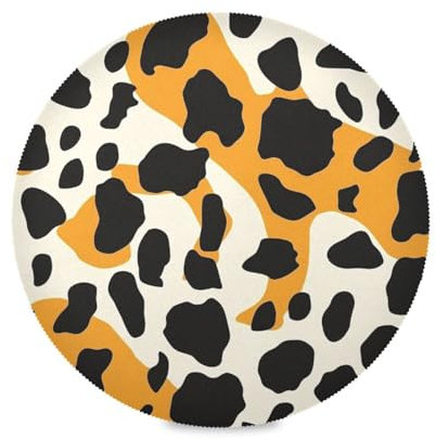 Black and Oringe round for kids reusable place mats washable underplate mat waterproof round placemats set of 6 15.4x15.4in