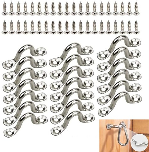 20 Piezas Placa de Ojo de Acero Inoxidable, Bucles de Cubierta de Kayak, 4 mm Almohadilla Correa de Ojos de Acero Inoxidable, con 40 Tornillos para Barco, Kayak, Canoa, Sunfan