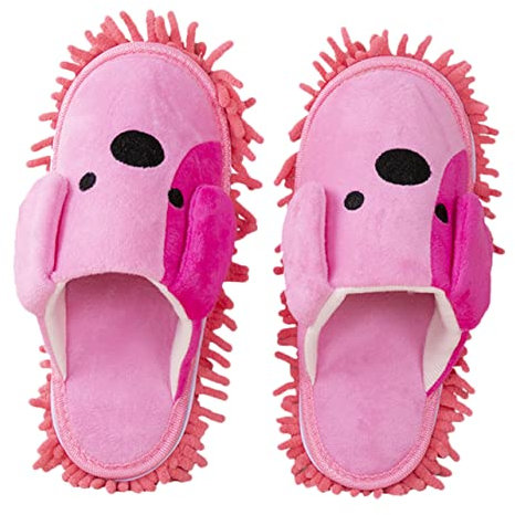 HAMPPLIES Detachable Mop Slippers for Home Cleaning Washable and Reusable Floor Cleaning Shoes Red Chenille Slippers One Size Fits for Dusting Hardwood and Tile Floors