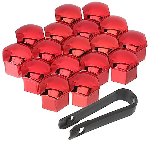 Zerodeko 20 Pièces Coquille décorative de Roue Couvre-écrous de Roue pour Roue de Voiture Suppression Noix Outil de dépose d'écrou de Roue Cache-écrous de Roue chromés Plastique Rouge