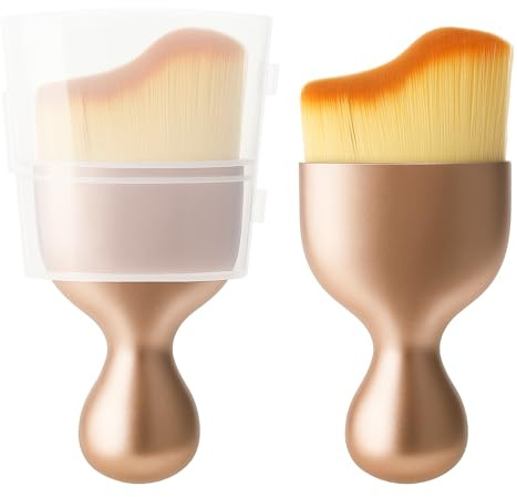 AstraGlam Selbstbräuner Pinsel Gold – Kabuki Body Brush Für Selbstbräuner, Foundation, Bronzer & Highlighter – Mit Schutzhülle – Weiche Synthetikhaare