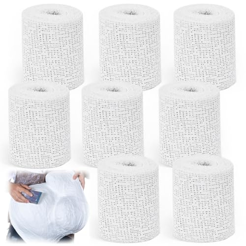 KYYGKY Gipsbinden Set 8 Rollen Keratex Gipsbinde 7,5cmx270cm Babybauch Gipsbinden zum Basteln Gipsverband Babybauch Gipsbinden Gipstuch Baby Bauch Basteln Modellbau schnelltrocknend Schwanger Geschenk
