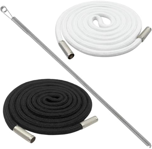 Kordel für Hoodie Kordel für Jogginghose – 140cm Ersatzkordel aus Baumwolle mit Metallenden & Durchziehnadel, Kordelzug für Sweatshirt, Jogginghose Band, Band für Hoodie (2 Stück) (Schwarz&Weiß)