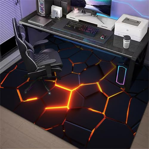 Highdi Bodenschutzmatte Bürostuhl, Bürostuhl Unterlage rutschfest Kratzfest Bodenmatte Stuhlunterlage, Spiele Stil Bürostuhlunterlage Schreibtischstuhl Unterlage Teppich (Rote Lava,100x120cm)