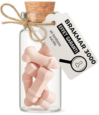 BRAKMAR 3000 : bonbons rigolos contre les coups de mou | Friandise coquine et humoristique dans une fiole - Cadeau EVG, anniversaire, collègue, Saint-Valentin