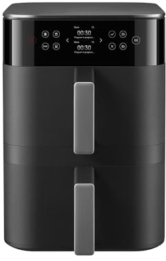 Xiaomi Smart Double Stack Air Fryer 12L, Dual Zone Cooker with Sync Function, 2800W Large Capacity, Cook 4 Dishes at Once, 40–230°C, 14 Presets, App Control, Space Saving Design