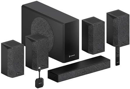 Valerion AWOL ThunderBeat 5.1.2 Kabelloses Dolby Atmos Heimkino-System, 840W, Center-Lautsprecher, Subwoofer & Surround, <30 ms Latenz, für Projektoren