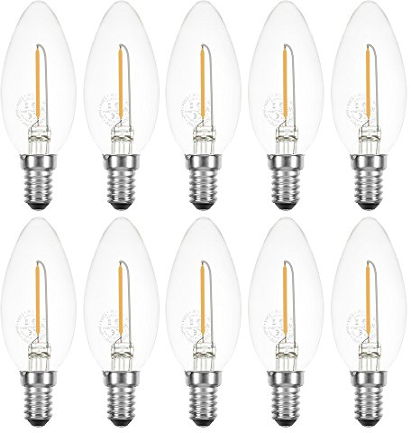 NCC-Licht LED Filament Kerze 1W fast 15W E14 klar 100lm Retro extra warmweiß 2200K (10 Stück)