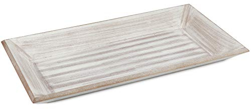com-four® Tablett aus Holz, Vintage Holztablett rechteckig | Serviertablett in rustikaler Optik - große Dekoschale - Schlüsselbrett aus Holz - Kerzenteller