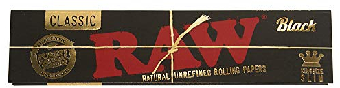 RAW Black Classic, Kingsize Slim Blättchen, 32 ultra-dünne Blättchen pro Heftchen 10 Heftchen