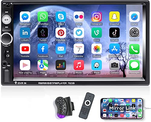 Android Auto CAMECHO Radio 2 DIN con Pantalla Táctil de 7 Pulgadas,Radio de Coche con Bluetooth Manos Libres丨Enlace Espejo丨FM Radio丨AUX丨Dual USB丨TF+Control del Volante