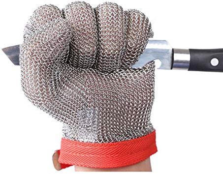 ThreeH Stainless Steel Gloves Mesh Cut Proof Stab Resistant Gloves for Cutting Slicing Working GL08 M(One Piece)