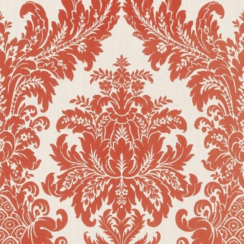 Casa Padrino Barock Textiltapete Weiß/Rot 10,05 x 0,53 m - Luxus Wohnzimmer Tapete