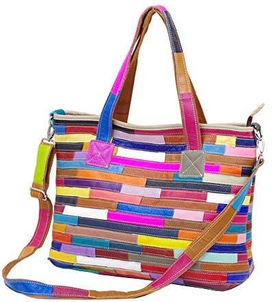 Segater® Frauen Mehrfarbig Tote Handtasche Echtes Leder Farblich passende Design-Umhängetasche Hobo Schultertaschen Patchwork bunte Geldbörsen Henkeltaschen