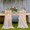 Egurs 2 Stück Hochzeit Stuhlhussen Romantik länger Tüll Stuhlüberzug Stuhlbezug für Hochzeit Weihnachten Haus Party Dekoration 2.6m*1.6m Champagner