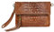 OBC Made in Italy Damen echt Leder Clutch Tasche Kroko Wildleder Handtasche Umhängetasche Ledertasche Schultertasche Fransen Cross-Over Braun