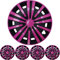16 Zoll 4X Premium Design Radkappen Radzierblenden Set 'Spinel' in Pink Schwarz
