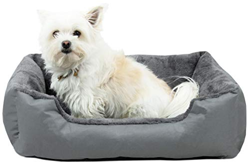 ZOLLNER Hundebett, Katzenbett, 50x60 cm, waschbar, Arctic Samt, grau
