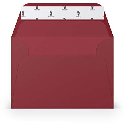 PAPERADO 100 Briefumschläge DIN C6 Haftklebung mit Seidenfutter Rosso gerippt Dunkel-Rot - 100 g/m² Kuvert ohne Fenster 11,4 x 16,2 cm - Umschläge mit breiter Verschlussklappe