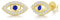 Solide 925 Sterling Silber Gold Plattiert Ohrstecker Ohrringe mit Türkisches Böse Auge Nazar Evil Eye Klassischer Schmuck für Damen Mädchen - Größe: 1.2 * 1 cm