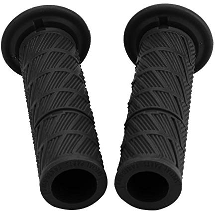 2 empuñaduras universales vintage para manillar de motocicleta de 22 mm con extremos diagonales Empuñadura de plástico para manillar de acelerador de motocicleta (negros)