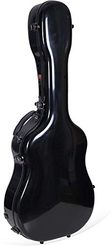 Crossrock CRF2021DBK Deluxe Fiberglas-Koffer für 101,6 cm / 104,1 cm Dreadnought Akustikgitarre, Schwarz