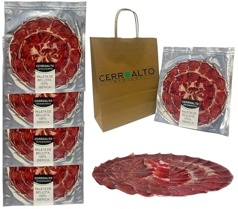 CERROALTO | Schulterplatte aus Eichelmast 100% iberische Rasse PATA NEGRA (Hand Plated) 100 gr (15 Umschläge)