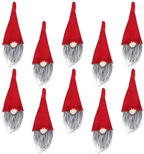 10 Stücke Weihnachten Flaschen Deko, Weinflasche Abdeckung, Gesichtslose Weihnachtsmann Weinflasche Hut, Weihnachten Flaschenüberzug Deko Topper für Weihnachten Tischdeko, Rot