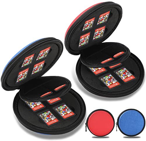 Joogee Spielkarten-Aufbewahrungstasche kompatibel mit Switch OLED, schützende Tragetasche kompatibel mit Switch, Spiele-Cartridges kompatibel mit Switch Lite, 12 Karten, rot + blau