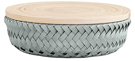 Wonder Basket, Flechtkorb mit Bambusdeckel, Farbe eukalyptus, Verschiedene Größen (XS)