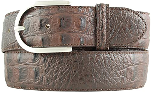 BELTINGER Damen-Gürtel mit Krokoprägung 4 cm | Leder-Gürtel für Damen 40mm Kroko-Optik | Kroko-Muster 4cm mit runder Gürtelschließe | Braun 90cm