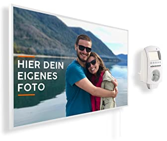 Könighaus Infrarotheizung – Gestalte Deine Fotoheizung – TÜV SÜD - 600 Watt + Smart Thermostat + Könighaus APP - Weißer Rahmen