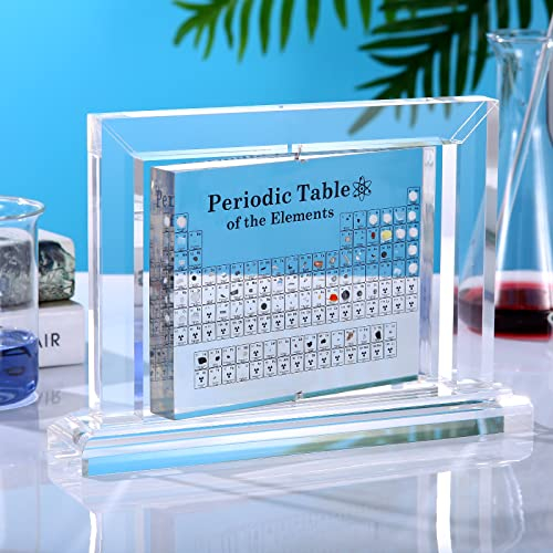 Periodensystem mit echten Elementen, Acryl-Periodensystem-Display mit 83 echten Elementproben, um 360° drehbarer Rahmen, bemerkenswertes Geschenk für Kinder, Erwachsene, Lehrer – 22,9 x 4,9 x 16,3 cm