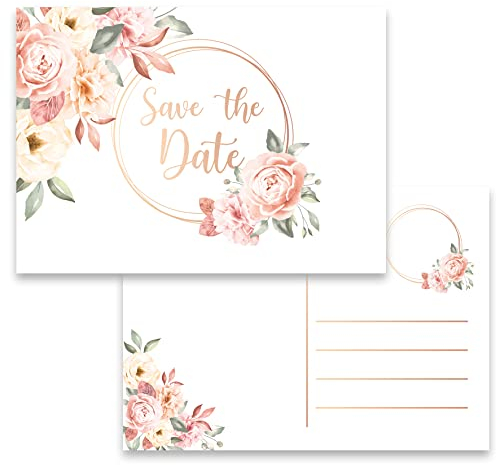 10x Save the Date Einladungskarten Rosen Aquarell Postkarte Postkarten 2 Seitig Einladung Party Geburtstag elegant Hochzeit Jubiläum 20 30 40 50 60 70 80