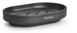 Brabantia - Mindset Portasapone - Base Antiscivolo - Nervature Mantengono la Saponetta Asciutta - Base Interna Rimovibile - Metallo Resistente alla Corrosione - per Bagno - Infinite Grey - 12 x 8 cm