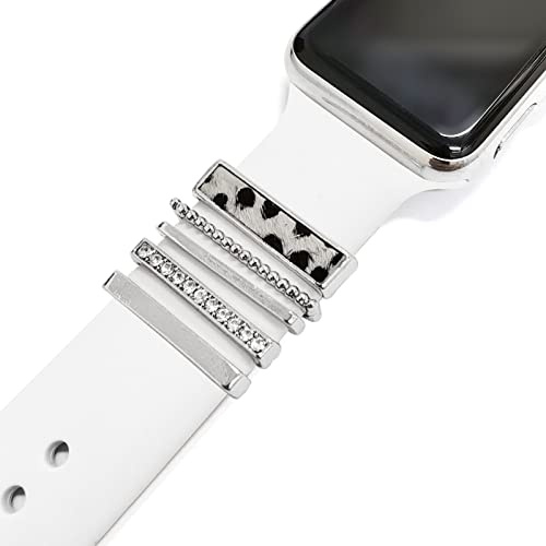 5 Stücke Edelstahl Dekorative Ringschlaufen Schmuck Uhrenarmband Zubehör Charms Kompatibel für Apple Watch Silikonbänder Charms für Galaxy Uhrenarmband Passend für alle Uhrenarmbänder