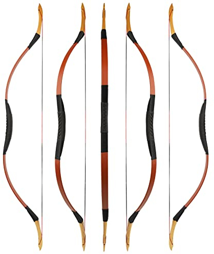 wolfman Traditionelles Bogen Recurvebogen Langbogen Sportbogen Bogenschießen Jagdbogen handgefertigter Holzbogen asiatischer mongolischer Bogen für Erwachsene Teenager Linke rechte Hand(C, 35Lbs)