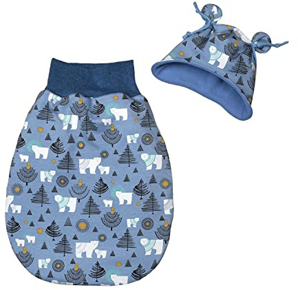 Baby Frühchen Jungen Strampelsack Pucksack Schlafsack Kinderwagensack Eisbären Weihnachten handmade in Deutschland