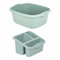 M1SS Set of 39cm Rectangular Washing up Bowl With Large High-Grade Plastic Sink Tidy Drainer Kitchen Caddy Cleaning Organiser 3 Compartment Sponge, Brush, Kitchen Utensils Holder (Silver sage)