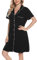 Vlazom Chemise de Nuit Femmes Court avec Boutonnée Devant Nuisette Femme été à Manches Courtes Tee Shirt Sexy Femme,S,A-Noir