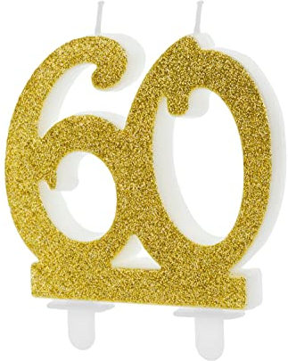 Kerze 60. Geburtstag Zahlenkerze 60 Gold Geburtstagskerze 60 Zahl 60 Deko 60. Geburtstag Torte Kuchen Topper Deko Geburtstag 60 Jahre Kerze 60 Gold