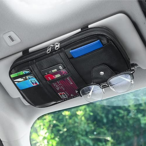 SUNTRADE Auto-Sonnenblende-Organizer, Auto-Innenzubehör, Taschen-Organizer mit mehreren Taschen, Netz-Reißverschluss (schwarz)