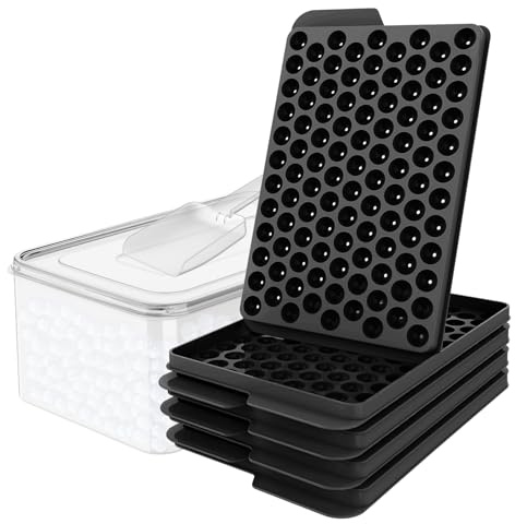 WIBIMEN Mini Ice Cube Trays, Upgraded Small Ice Cube Trays Easy Release, 104x4 PCS Tiny Ice Cube Tray Crushed Ice Tray for Chilling Drinks Coffee Juice(4Pack Black Ice trays & Ice Bin & Ice Scoop)