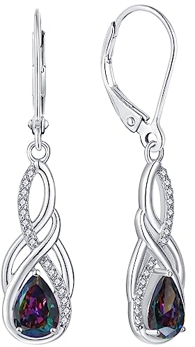 YL Unendlichkeit Keltischer Knoten Tropfen Ohrringe 925 Sterling Silber Regenbogen Schwarz Zirkonia Ohrringe für Damen