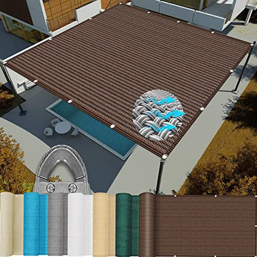 Tenda a Vela 1.4x2.8m Recinzione Copertura Rete Telo Ombra Tendalino Resistente alle intemperie per Esterno, Piscina, Marrone