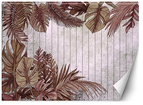 Feeby Fototapete Natur Blätter Flora 400x280 cm Rosa XXL Vlies Wandtapete Tapeten Wohnzimmer Schlafzimmer Jugendzimmer Moderne Design Wandbild Wand Dekoration Dschungel Exotisch Tropen