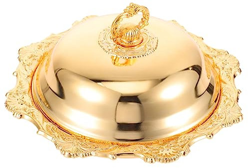 DOITOOL Goldfarbenes Rundes Butter Snacktablett Aus Metall Multifunktionaler Food-servierteller Für Getrocknete Früchte Süßigkeiten Und Schmuck Dekorative Aufbewahrung Für Zuhause Und Part